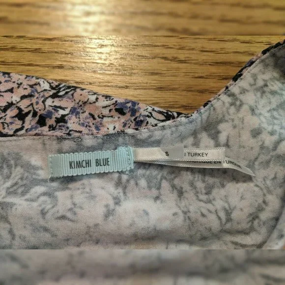 Kimchi Cute Black Pink Floral Dress Straps Sleeveless Asymmetrical Ruffles Sz Sm - Picture 5 of 5